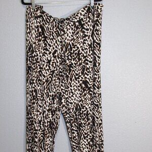 Wide Leg Animal Print Drawstring Pant